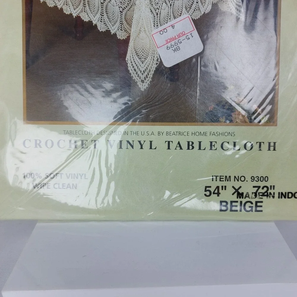 Bea At Home Tablecloth Rectangle Crochet Lace Soft Vinyl, 54